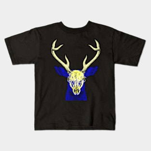 Deer Skull Interactive Yellow&Blue Filter T-Shirt By Red&Blue Kids T-Shirt